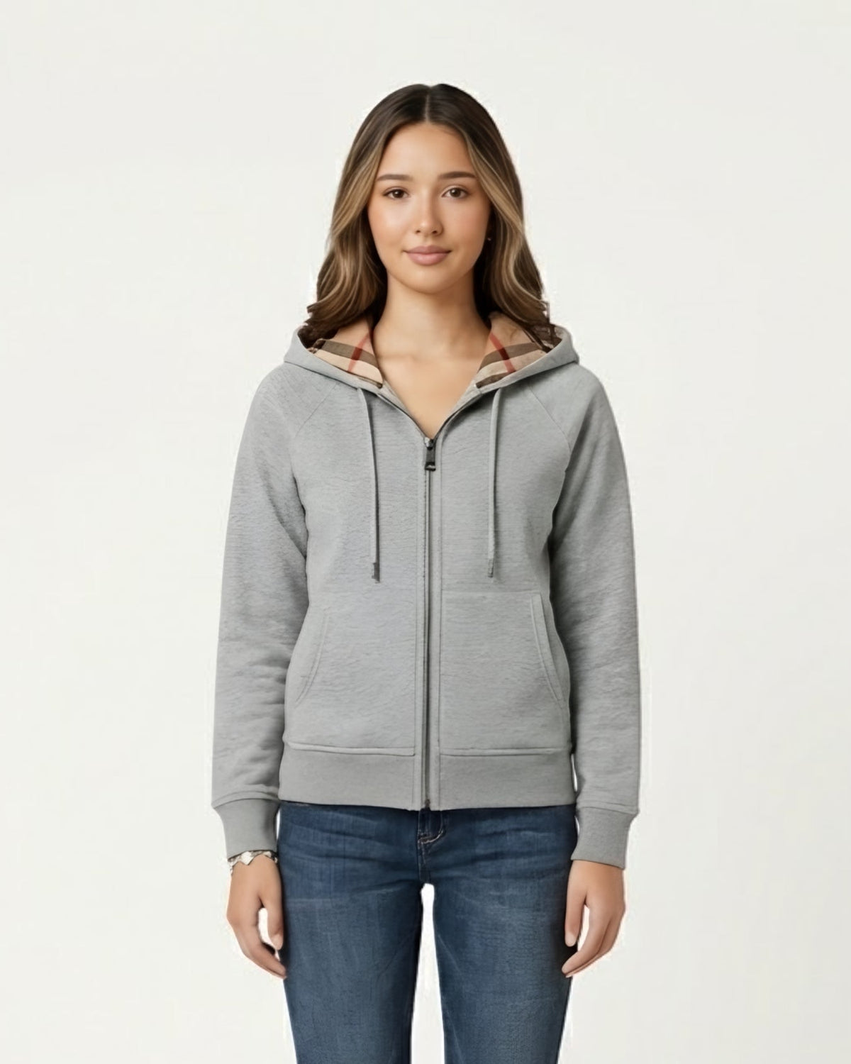 Checked Zip — Hoodie