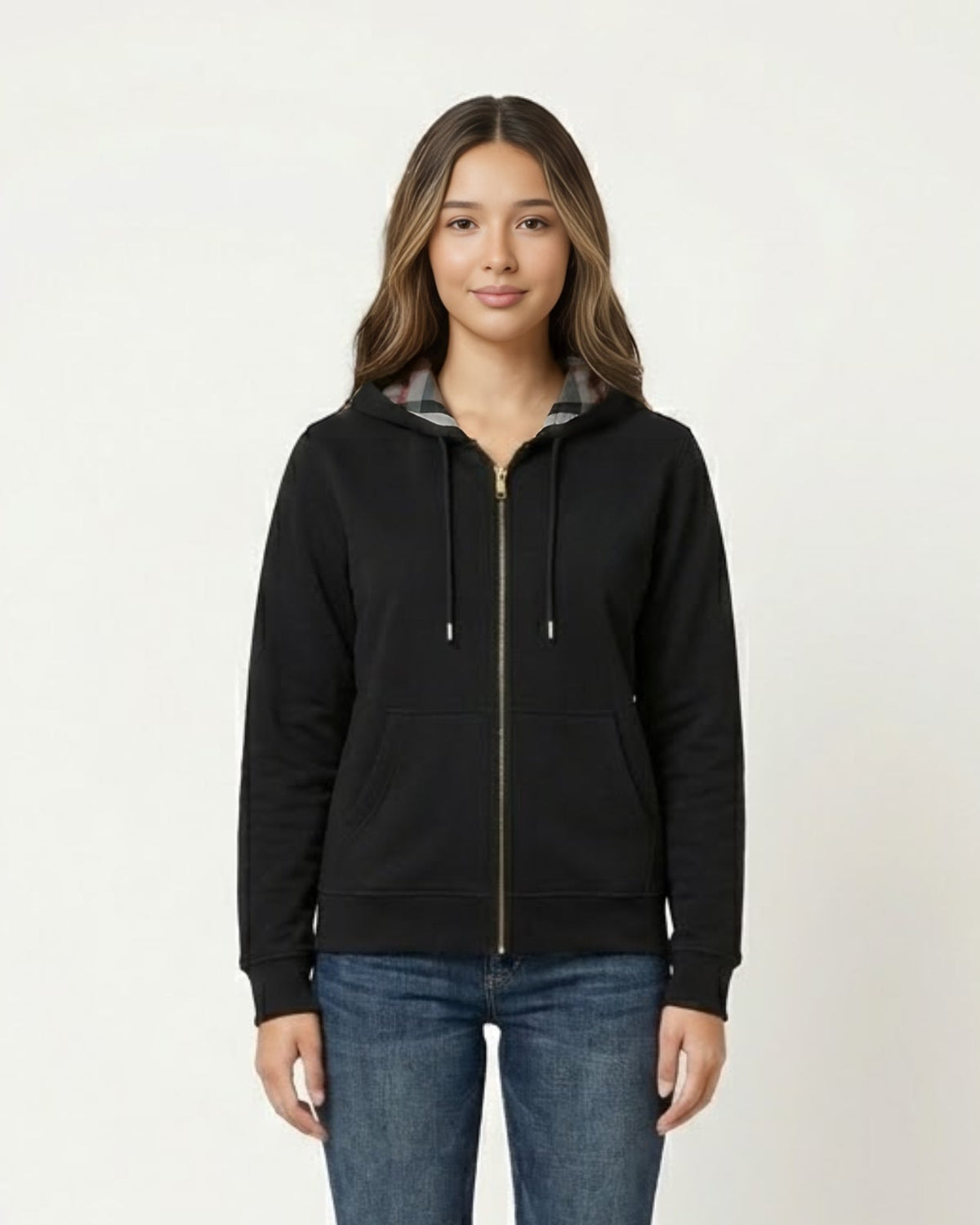 Checked Zip — Hoodie