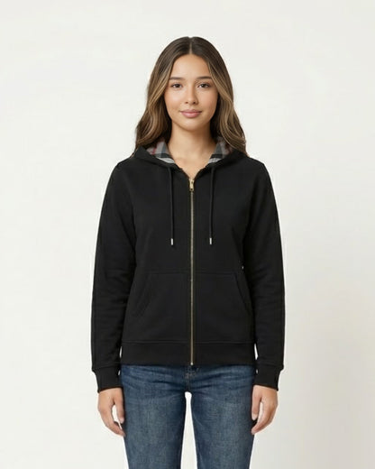 Checked Zip — Hoodie