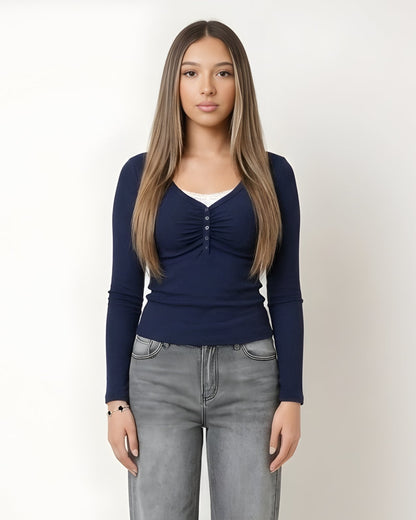 Ruched Henley — T-shirt