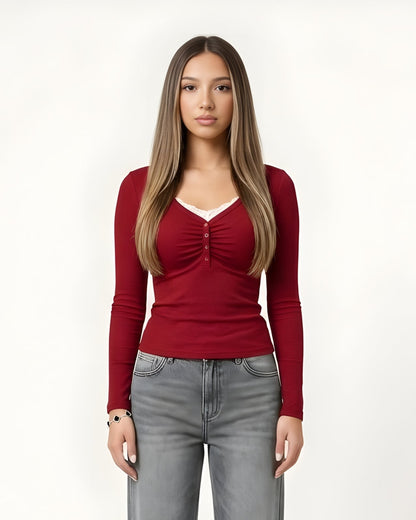 Ruched Henley — T-shirt