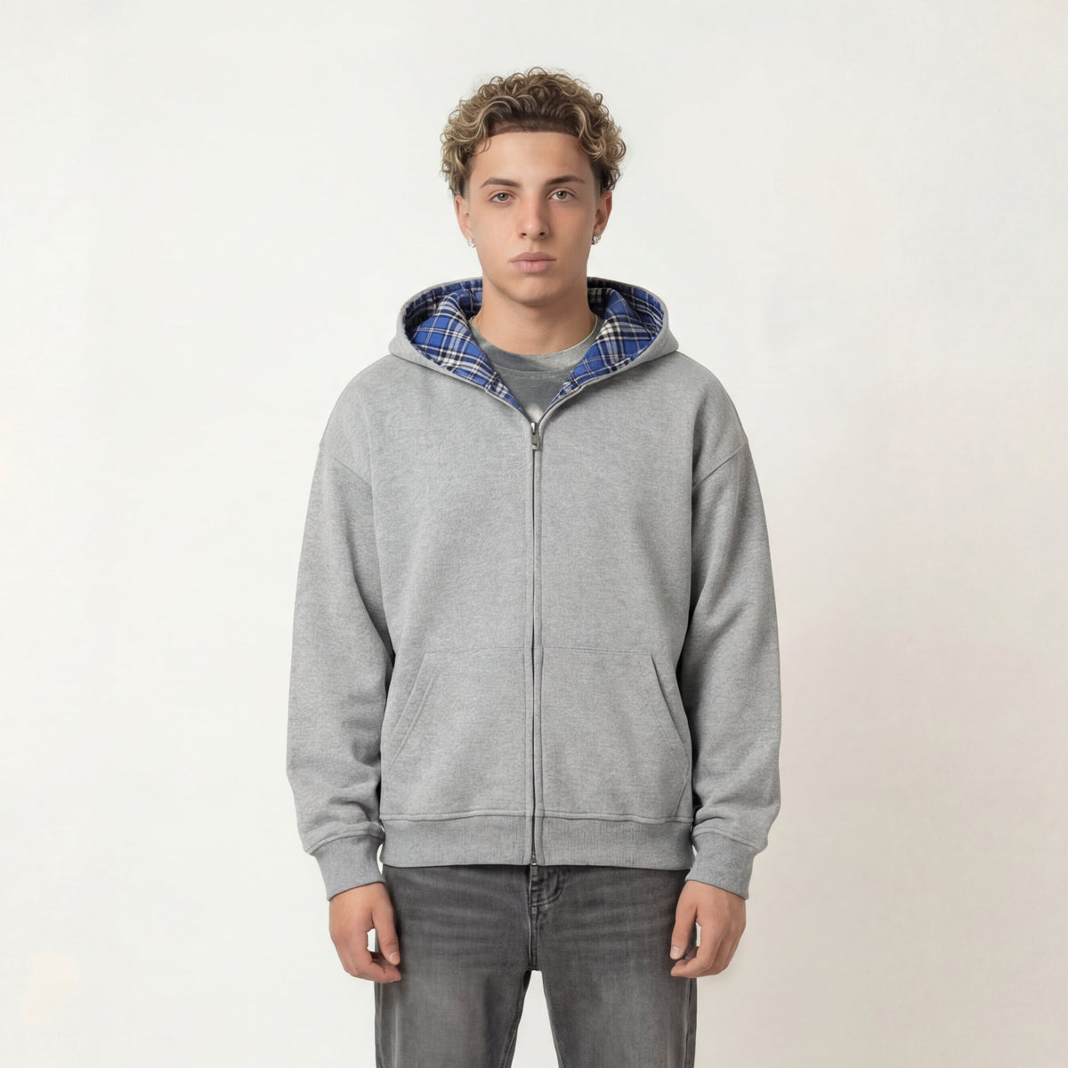 Chequered Line Zip Hoodie