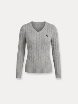 Cable Knit V Neck — Trui