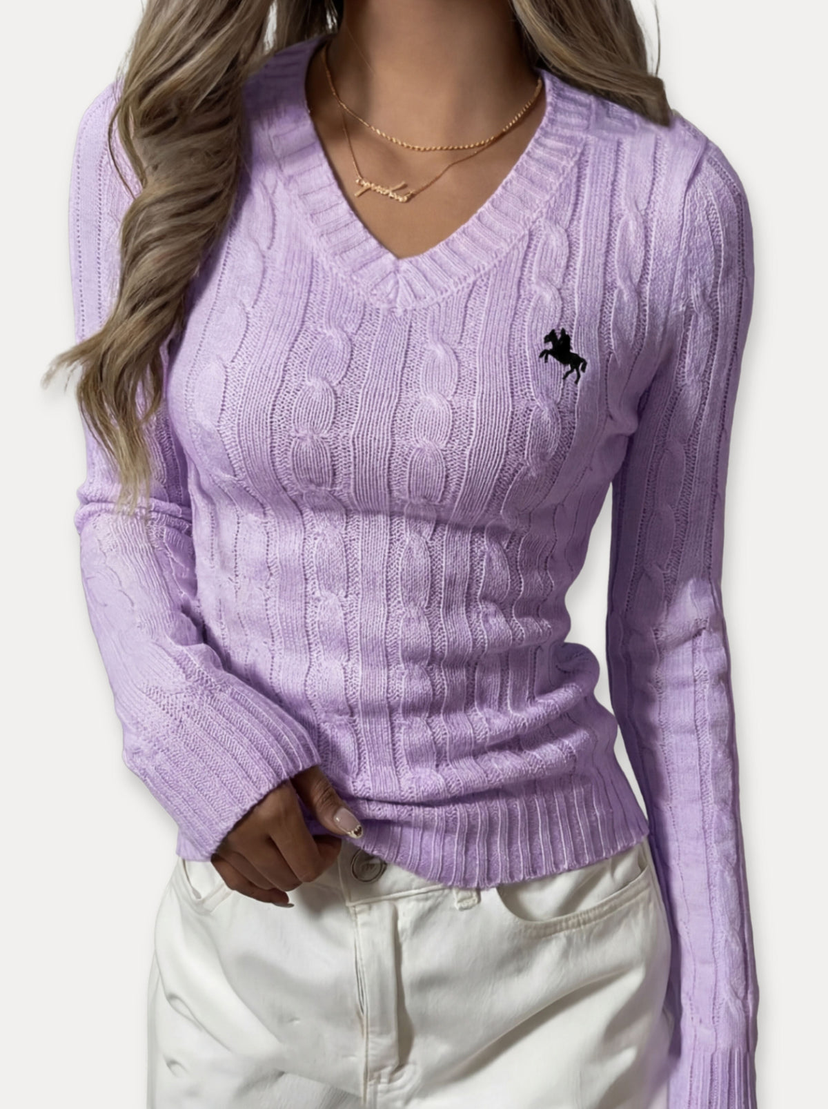 Cable Knit V Neck — Trui