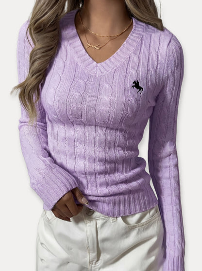 Cable Knit V Neck — Trui