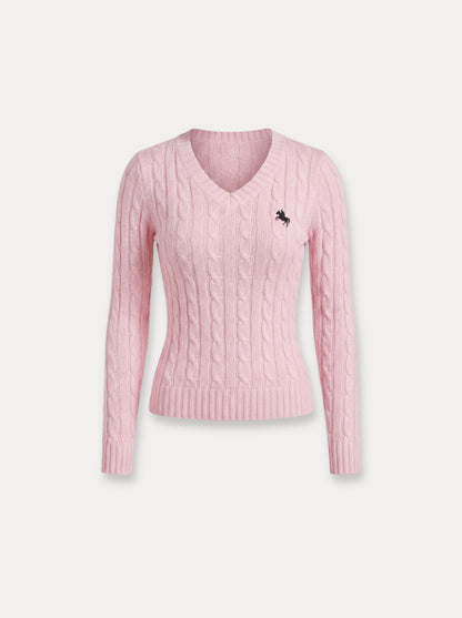 Cable Knit V Neck — Trui