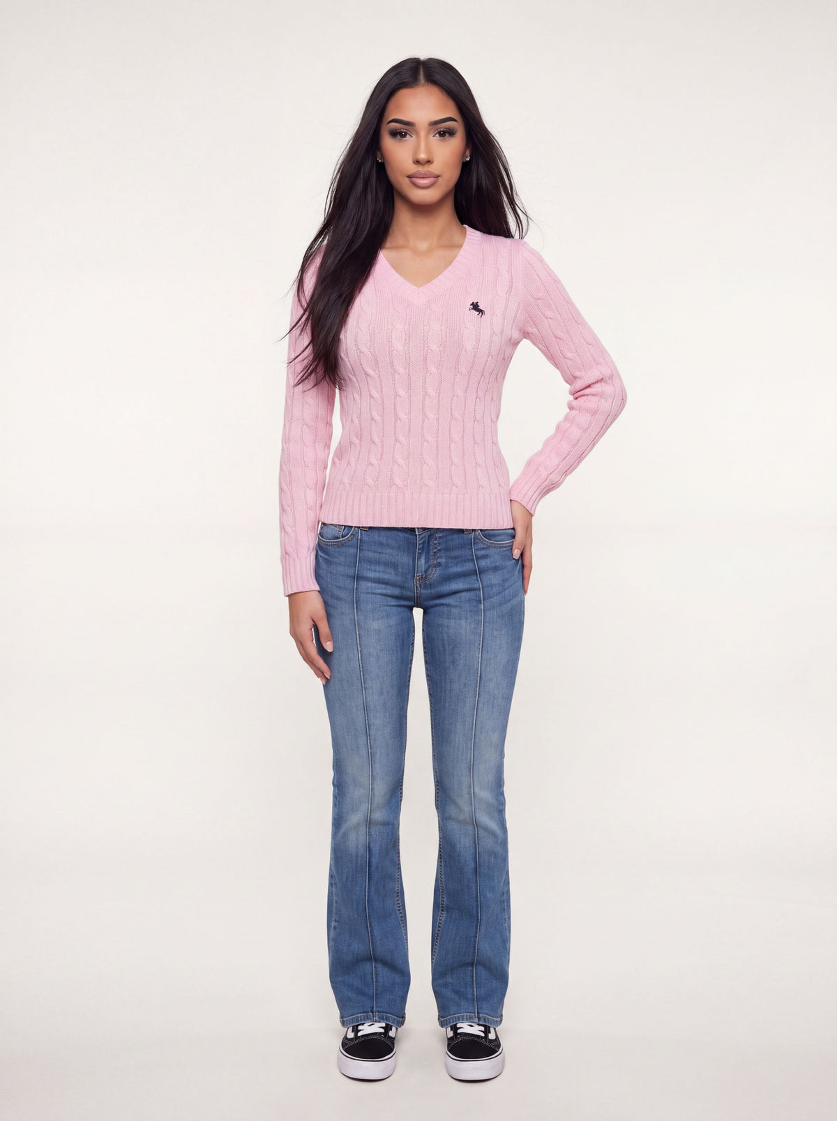 Cable Knit V Neck — Trui
