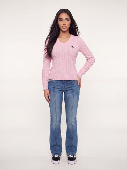Cable Knit V Neck — Trui