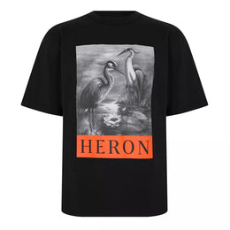 HERON PRESTON GRAPHIC ZWART — T-SHIRT