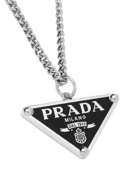 Prada Triangle Logo Zilver — Ketting