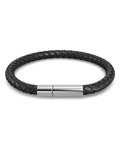 Blaze Leer Zwart / Zilver — Armband