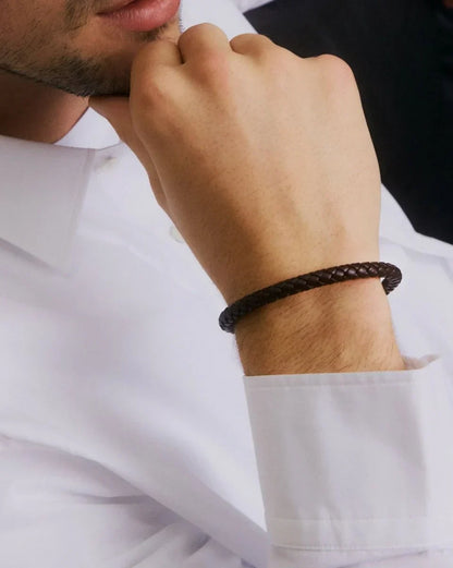 Zixa Leather Brown/Silver — Armband