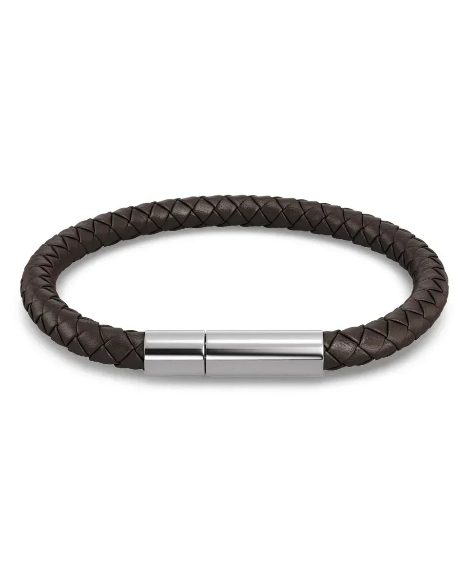 Zixa Leather Brown/Silver — Armband