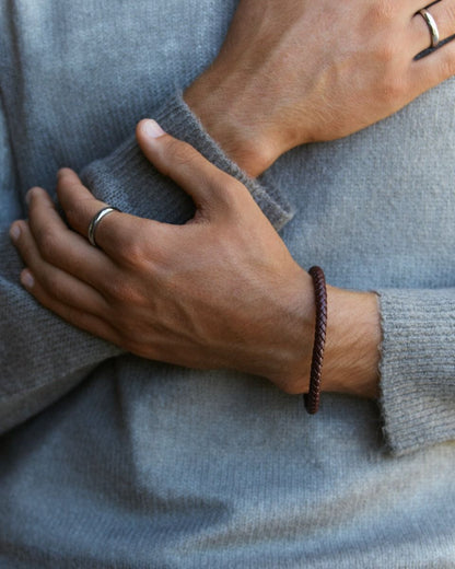 Zixa Leather Brown/Silver — Armband